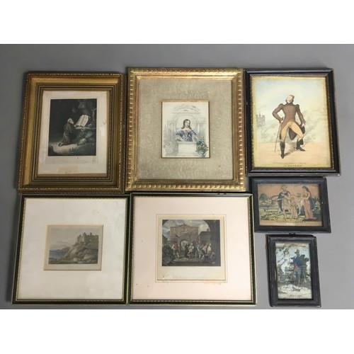 50 - 7 x 18th Century and Later Coloured Lithographes and Etchings Varying interest to include 