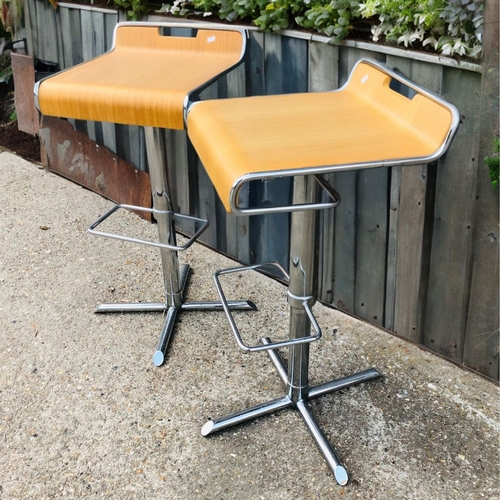 305 - 2 x Vintage Modernist design Two Bar Stools