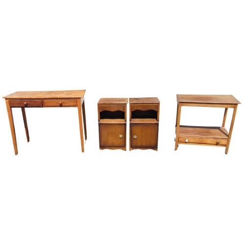 544 - A Pair of Vintage Bedside Tables, An Antique Small Kitchen table and a Vintage Trolley