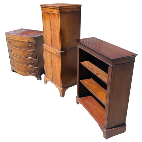 311 - Antique Bowfront Chest of Drawers, Bookcase and Beautiful display Unit