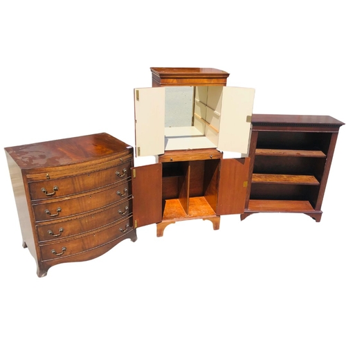 311 - Antique Bowfront Chest of Drawers, Bookcase and Beautiful display Unit