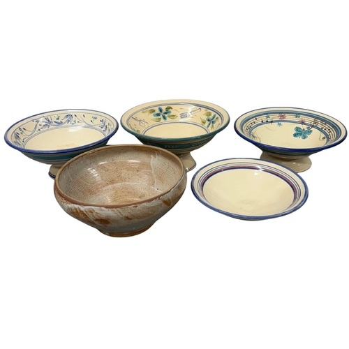 22 - Collection of 5 hand painted studio pottery bowls