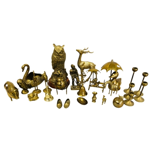 25 - Collection of Vintage Brass Animals, Candlesticks and other Items