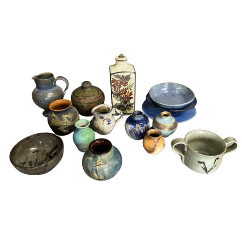 27 - Collection of Studio Pottery Items to include a lamp base