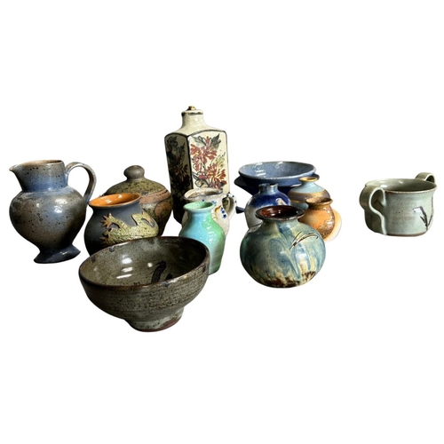 27 - Collection of Studio Pottery Items to include a lamp base