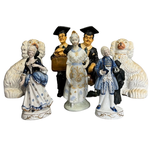 77 - Collection of Figurines to include a pair of flatback Spaniels