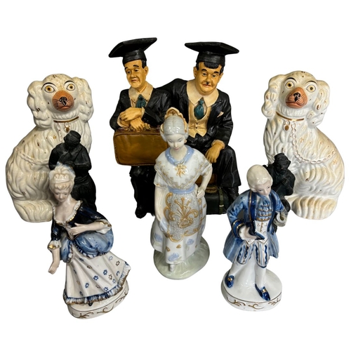 77 - Collection of Figurines to include a pair of flatback Spaniels