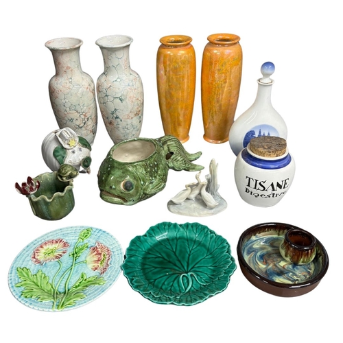 81 - Collection of miscellaneous ceramics, including 19th century majolica plates.