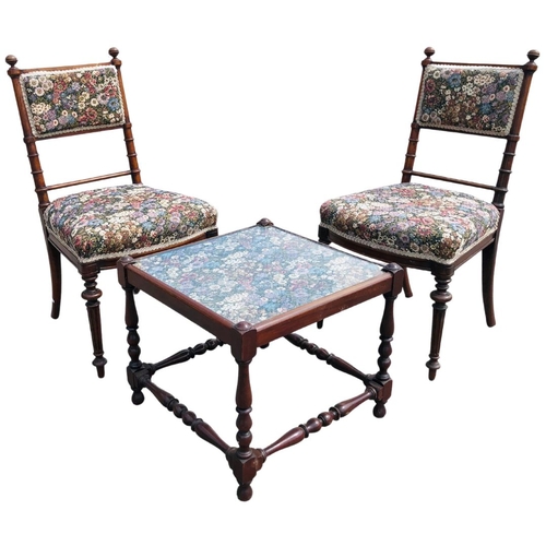 553 - Antique Drawing Room Table and Two Chairs