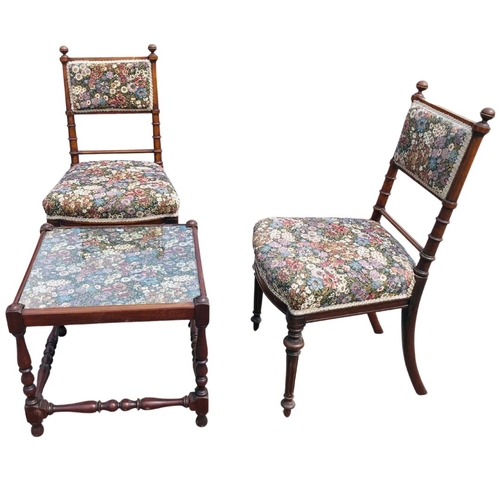 553 - Antique Drawing Room Table and Two Chairs