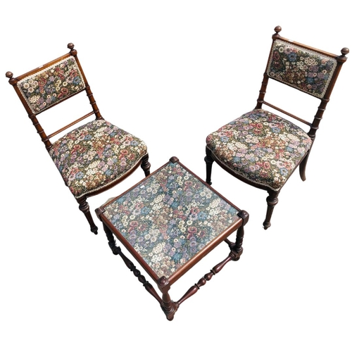 553 - Antique Drawing Room Table and Two Chairs