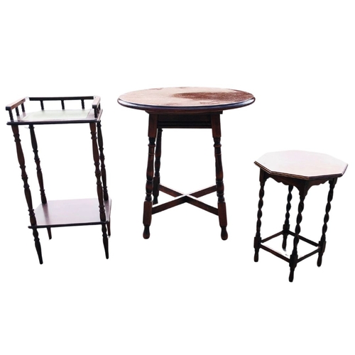 557 - A Collection of Three Antique occasional Side Tables and a half Windsor style high chair.