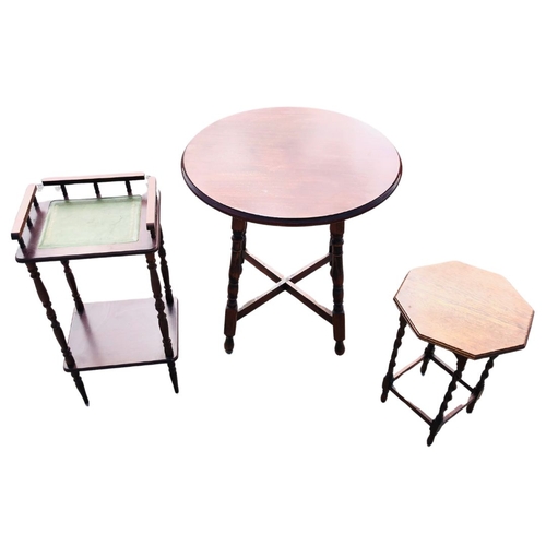 557 - A Collection of Three Antique occasional Side Tables and a half Windsor style high chair.