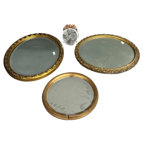 568 - 3 Vintage and Later Porthole Style Mirrors and a small Barossa framed vanity mirror.