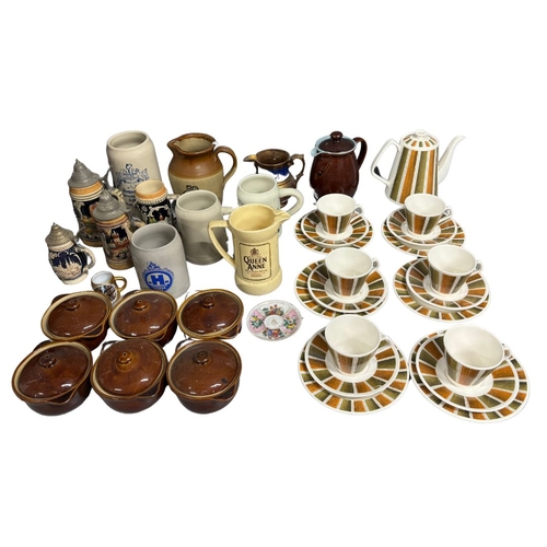 569 - Vintage and later ceramics to include Denby, Lord Nelson Part Tea Service and German steins etc