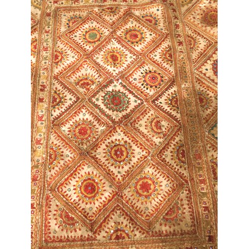 355 - Vintage Large Early 20th Century Northern Indian Throw/ Wall hanging.. 2m x 2.5m. Burnt Umber hues w... 