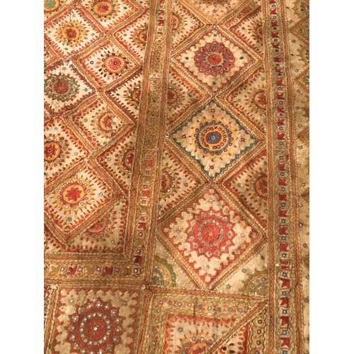 355 - Vintage Large Early 20th Century Northern Indian Throw/ Wall hanging.. 2m x 2.5m. Burnt Umber hues w... 