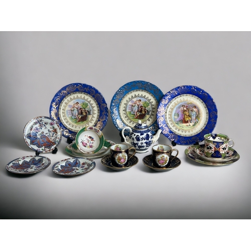 583 - A collection of European porcelain. Including Coalport miniature teapot, Georgian Spode 'Cabbage' pa... 