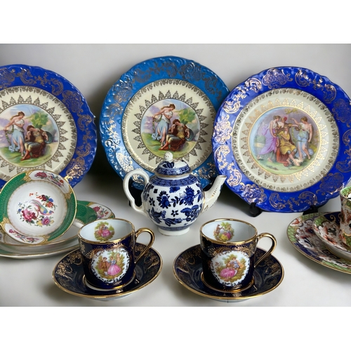 583 - A collection of European porcelain. Including Coalport miniature teapot, Georgian Spode 'Cabbage' pa... 