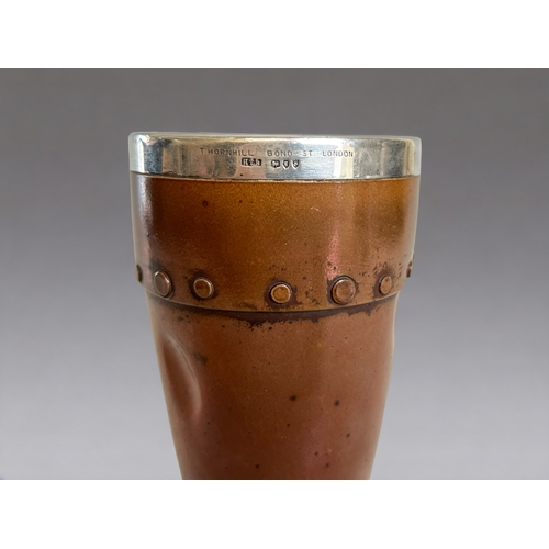 589 - A Royal Doulton Silicon silver rim beaker.With a realistic 'Copper' effect in stoneware. Retailed by... 