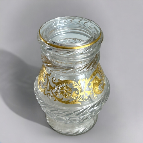 596 - A 19th Century Bohemian crystal glass vase / Jar.In the Moser manner.Expertly etched & gilded st... 