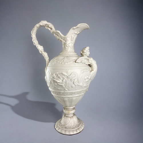 599 - A Copeland 'Crystal palace Art uniuon' Ewer.Circa 1875.In the renaissance style, moulded in hight re... 