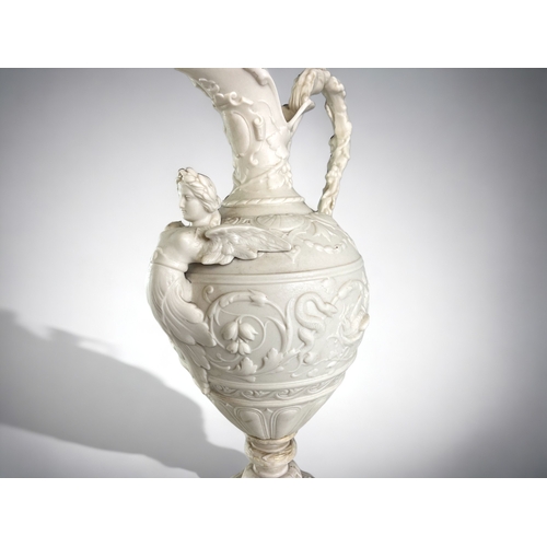 599 - A Copeland 'Crystal palace Art uniuon' Ewer.Circa 1875.In the renaissance style, moulded in hight re... 