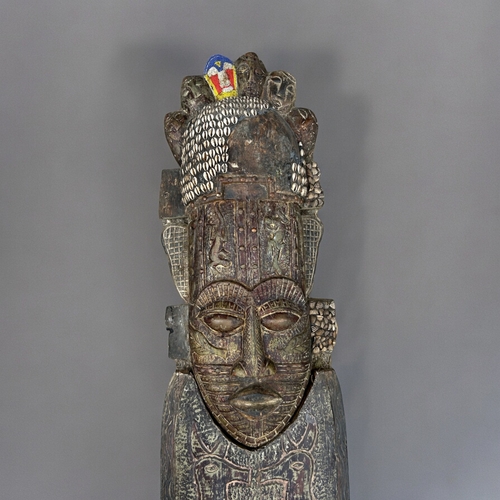 620 - A large two-piece African carved Teak wall mask.Formerly of Shaka Zulu restaurant in London.Height -... 