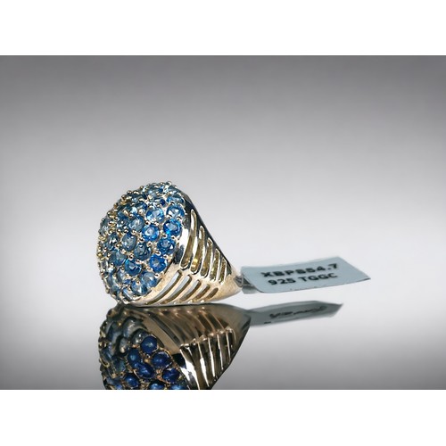 626 - A ladies Cerulean Topaz sterling silver ring. Set with 8.54 cts of topaz. Ltd edition of 98 pcs. Siz... 