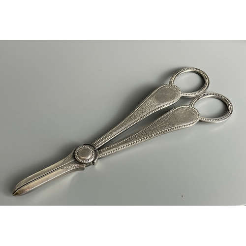 639 - A pair of sterling silver Cigar piercer. Together with a pair of silver plate Grape scissors.