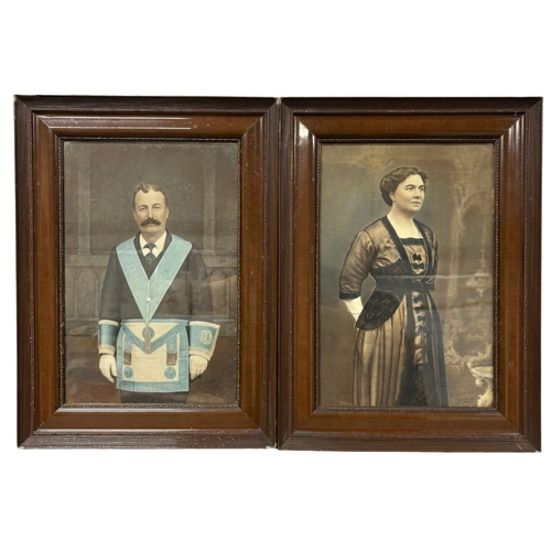 651 - A pair of magnificent large coloured portrait photos 64x40 taken by John William Heawood and Joseph ... 