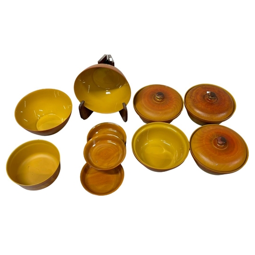 236 - Arcopal French Volcan Ovenproof amber Opaline Glass Cooking Set