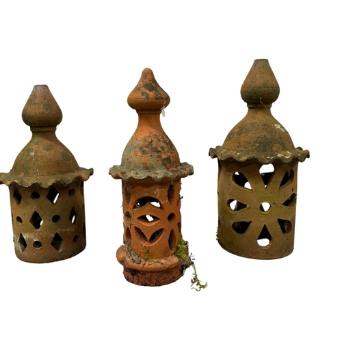 654 - Three Terracotta Garden Lanterns - Good