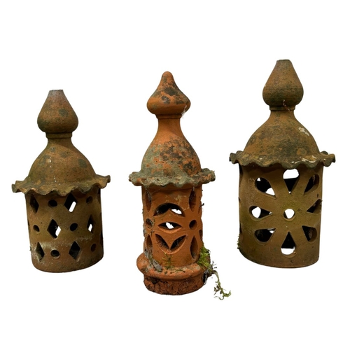 654 - Three Terracotta Garden Lanterns - Good