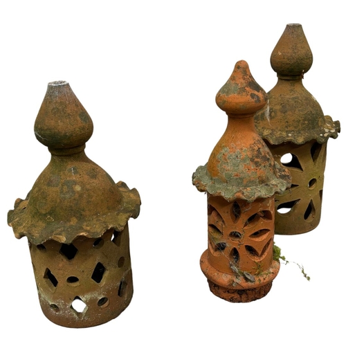 654 - Three Terracotta Garden Lanterns - Good