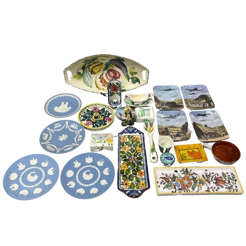 661 - A Large Collection European Pottery Items including Portuguese, Italian and English Wedgewood Blue a... 