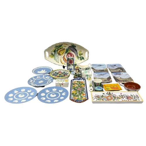 661 - A Large Collection European Pottery Items including Portuguese, Italian and English Wedgewood Blue a... 