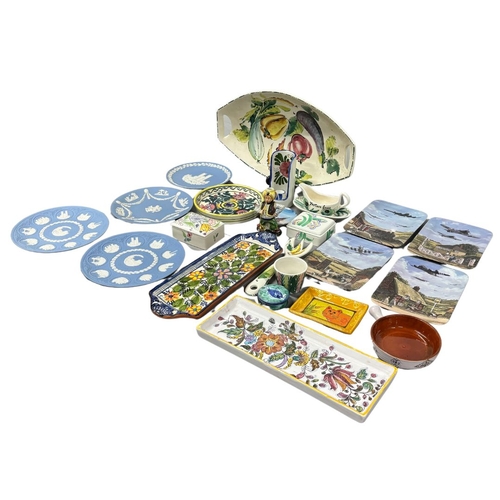 661 - A Large Collection European Pottery Items including Portuguese, Italian and English Wedgewood Blue a... 