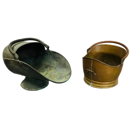 665 - 19thC Brass and Copper Coal Buckets