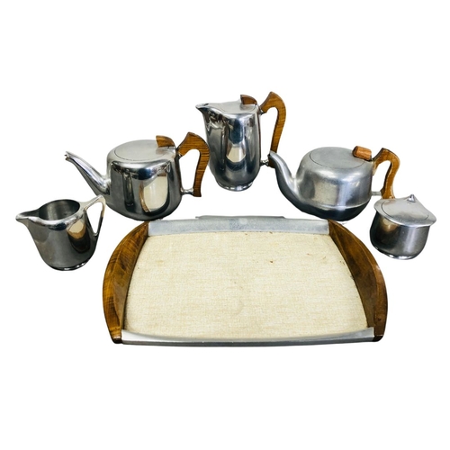 684 - Picquot ware Aluminium Tea/ Coffee Set & Tray