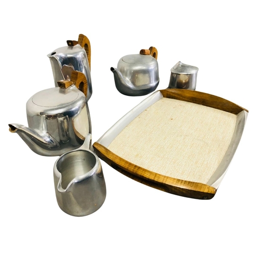 684 - Picquot ware Aluminium Tea/ Coffee Set & Tray