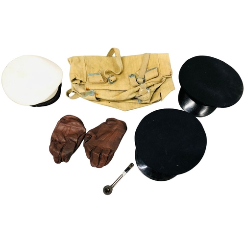 700 - 2 Military Canvass Ruck sacks, A Pair of Fownes Leather Gloves, A H.M.S. Newfoundland Naval Hats and... 