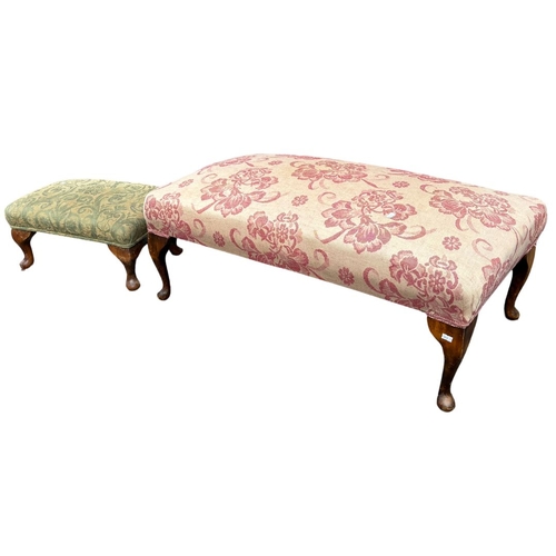 704 - Two Antique Footstools larger of the 2 dimensions are 94cm wide x 55cm deep x 36cm high