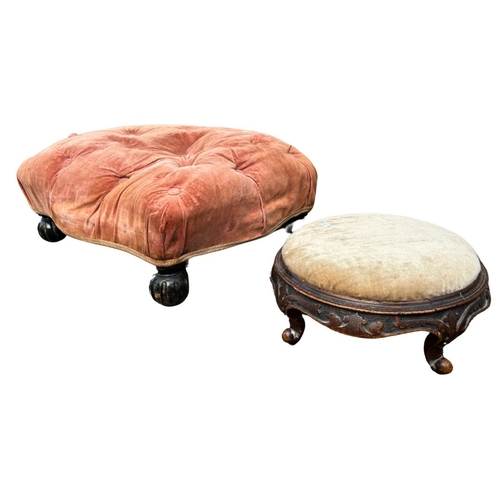 705 - 2 x Antique Two Footstools