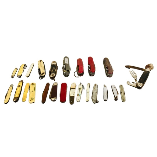 718 - A Large Collection of 24 Vintage Pocket Knives and Fruit Knives - Mother of Pearl etc