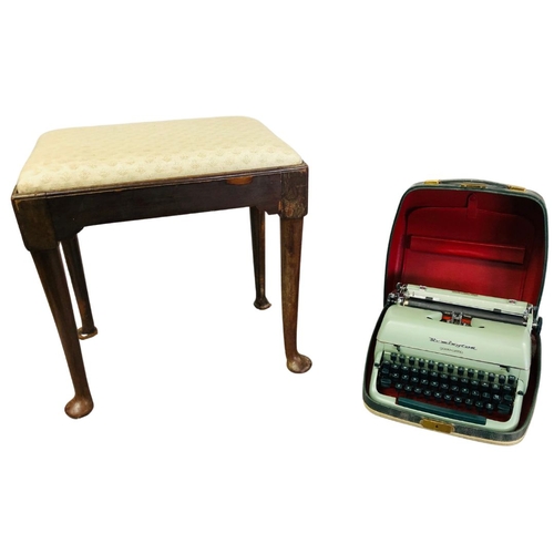 723 - Piano Stool with pad feet and a Vintage  Typewriter.