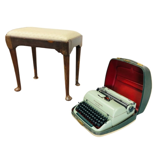 723 - Piano Stool with pad feet and a Vintage  Typewriter.