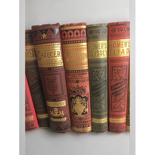 332 - 10 x Warne & Co The Chandos Classics Circa 1890 Fancy Gilt Hardback Bindings. 