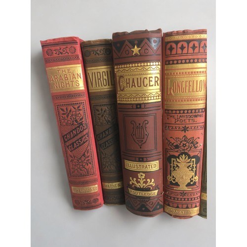 332 - 10 x Warne & Co The Chandos Classics Circa 1890 Fancy Gilt Hardback Bindings. 