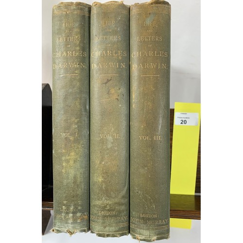 20 - The Life and Letters of Charles Darwin (3 Vols) 1887 Second Edition. Hardcover. Condition: Poor. Sec... 